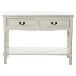 40 in. Cream Rectangle Wood Traditional Console Table by Litton Lane