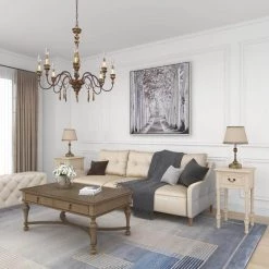 16 in. Cream 1 Drawer and 1 Shelf Large Rectangle Wood End Accent Table by Litton Lane -Outlet Litton Lane Store antique ivory litton lane end side tables 96199 1d 1000