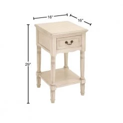 16 in. Cream 1 Drawer and 1 Shelf Large Rectangle Wood End Accent Table by Litton Lane -Outlet Litton Lane Store antique ivory litton lane end side tables 96199 40 1000