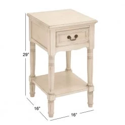 16 in. Cream 1 Drawer and 1 Shelf Large Rectangle Wood End Accent Table by Litton Lane -Outlet Litton Lane Store antique ivory litton lane end side tables 96199 76 1000