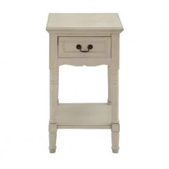 16 in. Cream 1 Drawer and 1 Shelf Large Rectangle Wood End Accent Table by Litton Lane -Outlet Litton Lane Store antique ivory litton lane end side tables 96199 77 1000