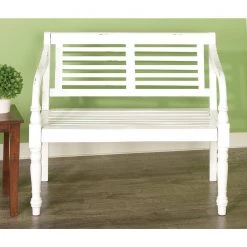 White Farmhouse Bench 36 in. x 40 in. x 22 in. by Litton Lane -Outlet Litton Lane Store antique white litton lane dining benches 37764 31 1000