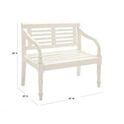 White Farmhouse Bench 36 in. x 40 in. x 22 in. by Litton Lane -Outlet Litton Lane Store antique white litton lane dining benches 37764 40 1000