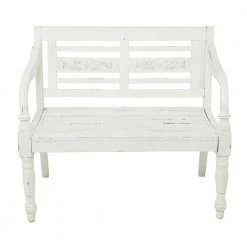White Farmhouse Bench 36 in. x 40 in. x 22 in. by Litton Lane