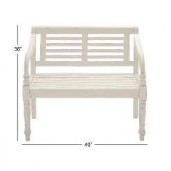 White Farmhouse Bench 36 in. x 40 in. x 22 in. by Litton Lane -Outlet Litton Lane Store antique white litton lane dining benches 37764 76 1000