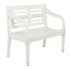 White Farmhouse Bench 36 in. x 40 in. x 22 in. by Litton Lane -Outlet Litton Lane Store antique white litton lane dining benches 37764 c3 1000