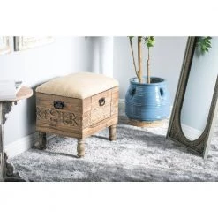 21 in. Beige Wood Farmhouse Storage Stool by Litton Lane -Outlet Litton Lane Store beige litton lane bar stools 42932 31 1000