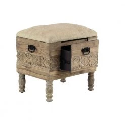 21 in. Beige Wood Farmhouse Storage Stool by Litton Lane -Outlet Litton Lane Store beige litton lane bar stools 42932 c3 1000