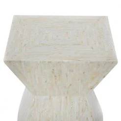 16 in. Beige Square Wood Handmade Hourglass Shaped End Table by Litton Lane -Outlet Litton Lane Store beige litton lane end side tables 49093 77 1000