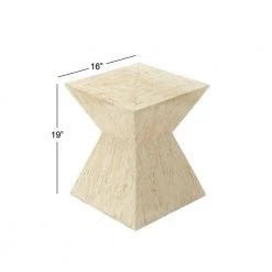 16 in. Beige Square Wood Handmade Hourglass Shaped End Table by Litton Lane -Outlet Litton Lane Store beige litton lane end side tables 49093 c3 1000