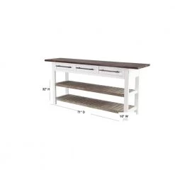 71 in. White Rectangle Wood Kitchen Island Style 3 Drawers and 2 Shelves Console Table with Extra Long Dark Brown Top by Litton Lane -Outlet Litton Lane Store black brown white litton lane console tables 46020 40 1000