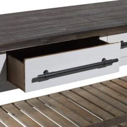 71 in. White Rectangle Wood Kitchen Island Style 3 Drawers and 2 Shelves Console Table with Extra Long Dark Brown Top by Litton Lane -Outlet Litton Lane Store black brown white litton lane console tables 46020 a0 1000