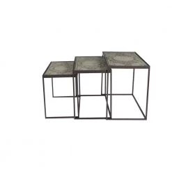 Grey Metal Vintage Accent Table (Set of 3) by Litton Lane -Outlet Litton Lane Store black gray litton lane coffee tables 81475 1f 1000
