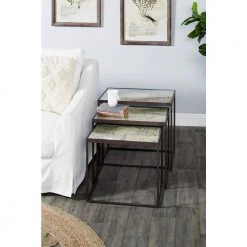 Grey Metal Vintage Accent Table (Set of 3) by Litton Lane -Outlet Litton Lane Store black gray litton lane coffee tables 81475 31 1000