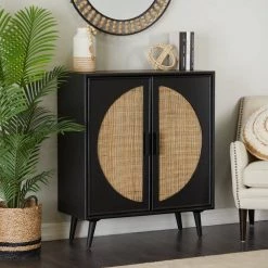 Black Wood Bohemian Cabinet by Litton Lane -Outlet Litton Lane Store black litton lane accent cabinets 042341 31 1000