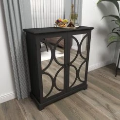 Black Wood Glam Cabinet by Litton Lane -Outlet Litton Lane Store black litton lane accent cabinets 48680 44 1000