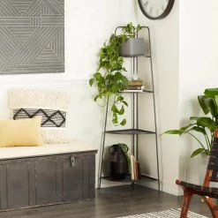 27 in. Black Metal Contemporary 4 Shelf Bakers Rack by Litton Lane -Outlet Litton Lane Store black litton lane baker s racks 040011 31 1000