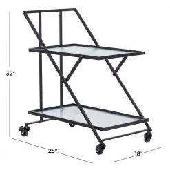 Black Industrial Bar Cart, 25 in. x 18 in. x 32 in. by Litton Lane -Outlet Litton Lane Store black litton lane bar carts 040170 76 1000