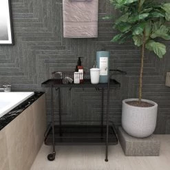 33 in. Black Contemporary Metal Bar Cart by Litton Lane -Outlet Litton Lane Store black litton lane bar carts 53337 4f 1000