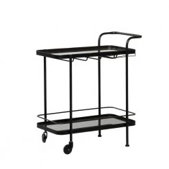33 in. Black Contemporary Metal Bar Cart by Litton Lane