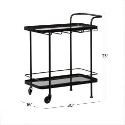 33 in. Black Contemporary Metal Bar Cart by Litton Lane -Outlet Litton Lane Store black litton lane bar carts 53337 c3 1000