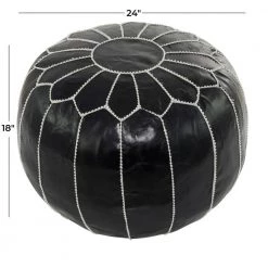 18 in. Black Leather Bohemian Pouf by Litton Lane -Outlet Litton Lane Store black litton lane bar stools 042308 76 1000
