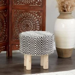 17 in. Black Wood Bohemian Stool by Litton Lane -Outlet Litton Lane Store black litton lane bar stools 042612 31 1000