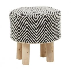 17 in. Black Wood Bohemian Stool by Litton Lane