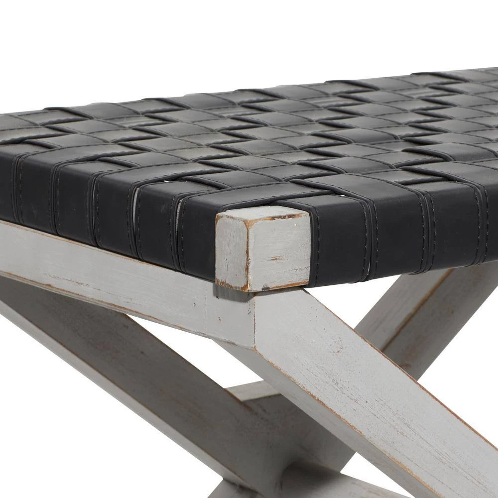 23 in. Black Farmhouse Wood Stool by Litton Lane 6 23 in. Black Farmhouse Wood Stool by Litton Lane - Image 4