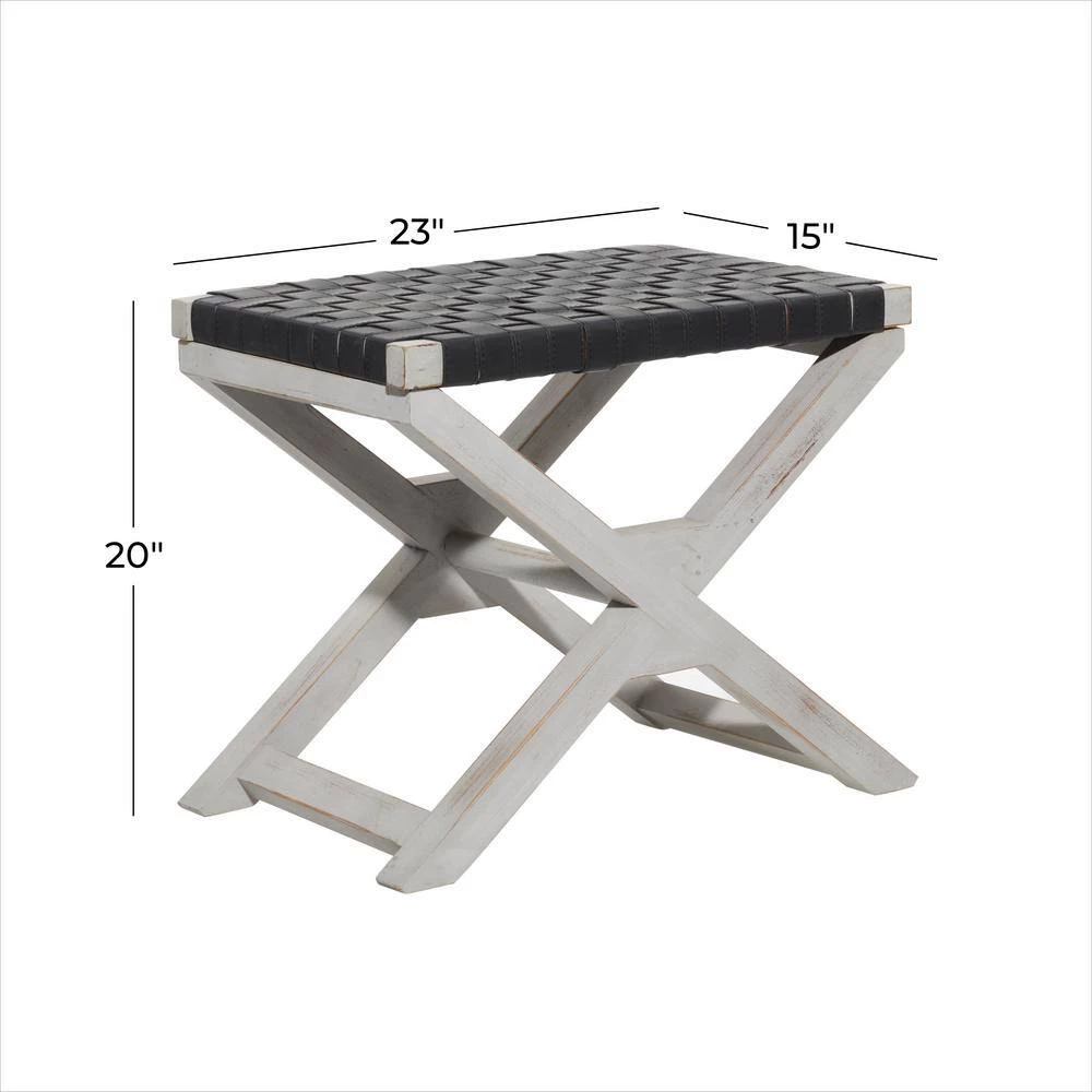 23 in. Black Farmhouse Wood Stool by Litton Lane 8 23 in. Black Farmhouse Wood Stool by Litton Lane - Image 6