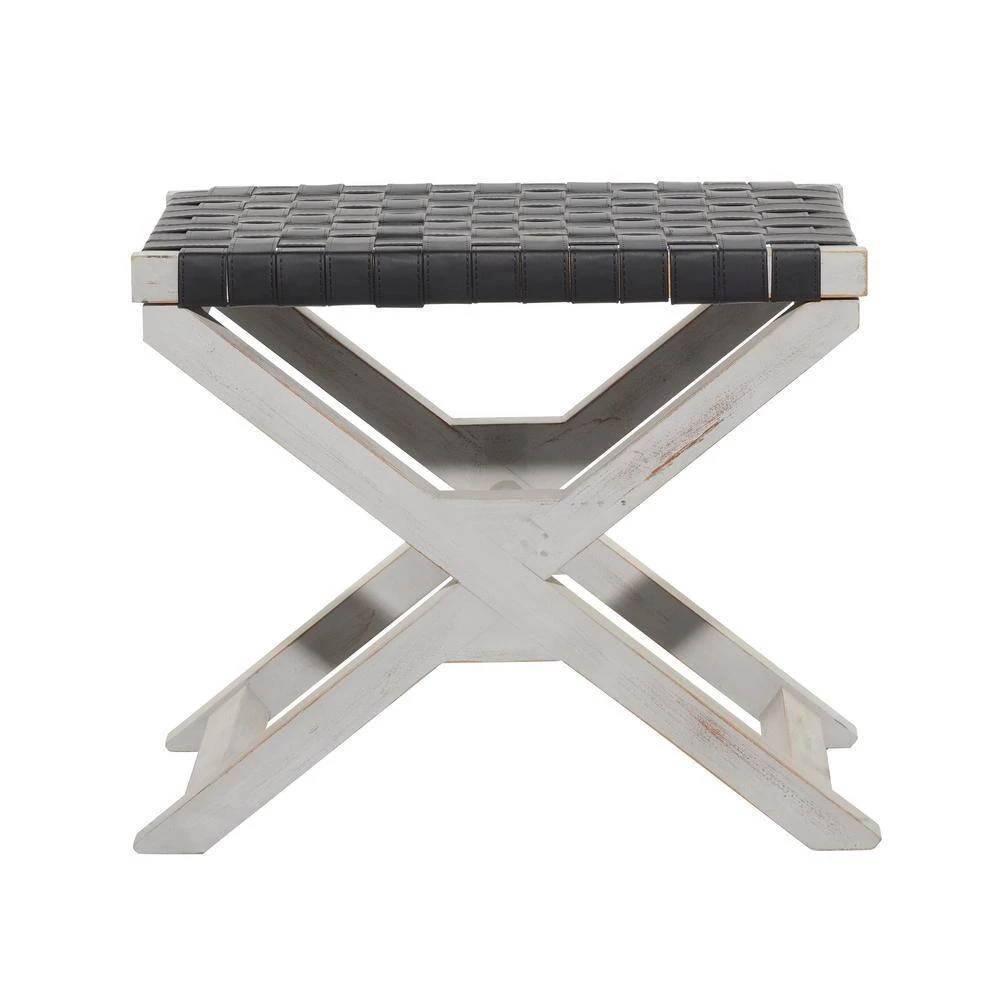 23 in. Black Farmhouse Wood Stool by Litton Lane 4 23 in. Black Farmhouse Wood Stool by Litton Lane - Image 2