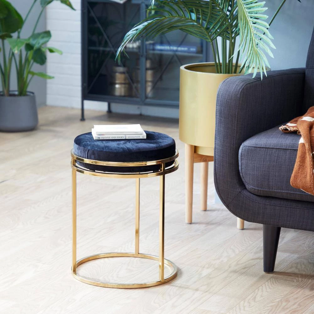 14 in. Black Contemporary Canvas Stool by Litton Lane 4 14 in. Black Contemporary Canvas Stool by Litton Lane - Image 2