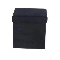 15 in. Black Polyester Modern Storage Stool by Litton Lane