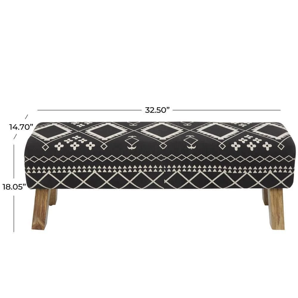 Black Upholstered Bench 18 in. x 33 in. x 15 in. by Litton Lane 7 Black Upholstered Bench 18 in. x 33 in. x 15 in. by Litton Lane - Image 5