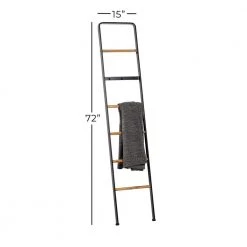 72 in. Black Metal Contemporary Ladder by Litton Lane -Outlet Litton Lane Store black litton lane bookcases bookshelves 37877 c3 1000