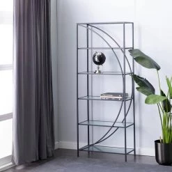 70 in. Black Metal Industrial 5 Shelf Shelving Unit by Litton Lane -Outlet Litton Lane Store black litton lane bookcases bookshelves 43302 31 1000