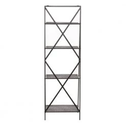 57 in. Black Metal Industrial 4 Shelf Shelving Unit by Litton Lane -Outlet Litton Lane Store black litton lane bookcases bookshelves 43372 66 1000