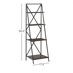 57 in. Black Metal Industrial 4 Shelf Shelving Unit by Litton Lane -Outlet Litton Lane Store black litton lane bookcases bookshelves 43372 76 1000