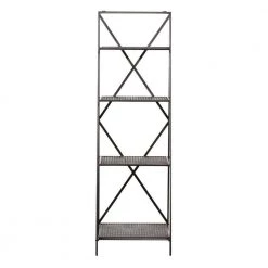 57 in. Black Metal Industrial 4 Shelf Shelving Unit by Litton Lane -Outlet Litton Lane Store black litton lane bookcases bookshelves 43372 c3 1000