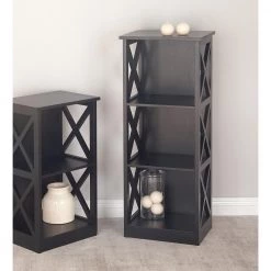 39 in. Black Wood Traditional 3 Shelf Shelving Unit by Litton Lane -Outlet Litton Lane Store black litton lane bookcases bookshelves 62683 31 1000
