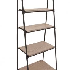 72 in. Black Wood Industrial 5 Shelf Shelving Unit by Litton Lane -Outlet Litton Lane Store black litton lane bookcases bookshelves 65589 77 1000