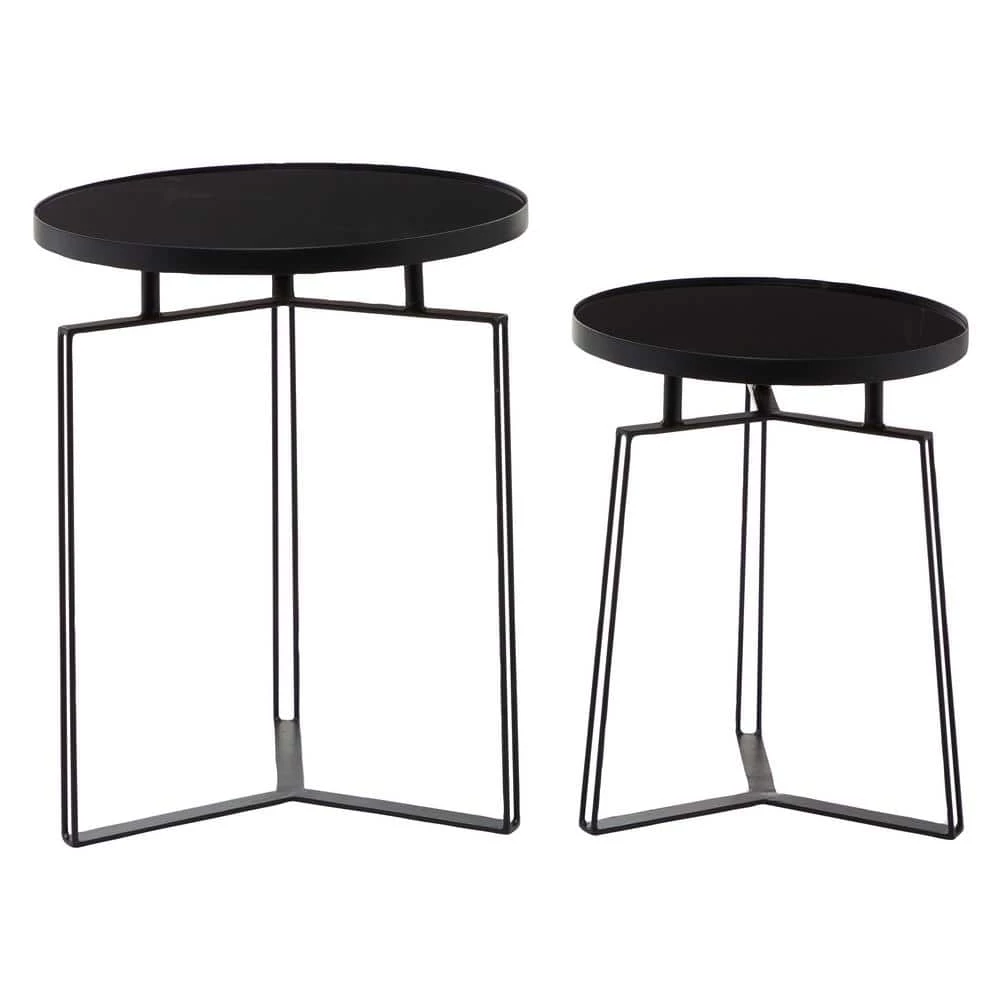 Black Metal Modern Accent Table (Set of 2) by Litton Lane 3 Black Metal Modern Accent Table (Set of 2) by Litton Lane