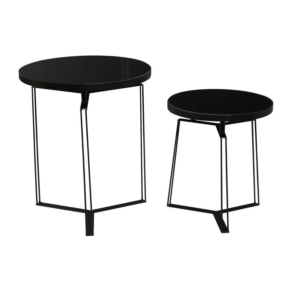 Black Metal Modern Accent Table (Set of 2) by Litton Lane 5 Black Metal Modern Accent Table (Set of 2) by Litton Lane - Image 3