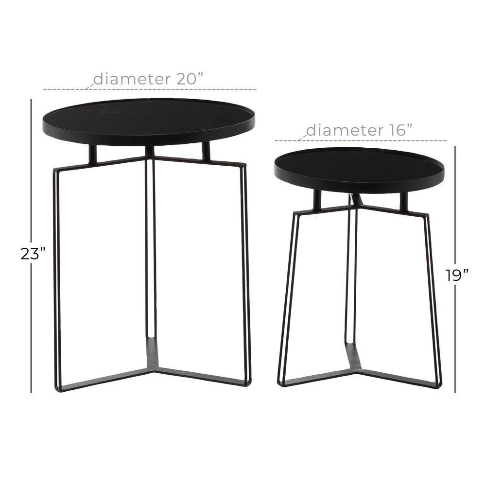 Black Metal Modern Accent Table (Set of 2) by Litton Lane 8 Black Metal Modern Accent Table (Set of 2) by Litton Lane - Image 6