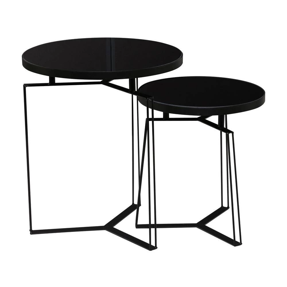 Black Metal Modern Accent Table (Set of 2) by Litton Lane 4 Black Metal Modern Accent Table (Set of 2) by Litton Lane - Image 2