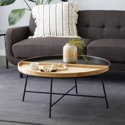 38 in. Black Round Metal Contemporary Coffee Table by Litton Lane -Outlet Litton Lane Store black litton lane coffee tables 92167 31 1000