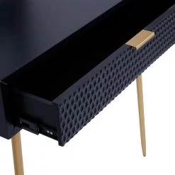 31 In. Black Wood Contemporary Vanity with Mirror (Set of 2) by Litton Lane -Outlet Litton Lane Store black litton lane console tables 040230 1f 1000