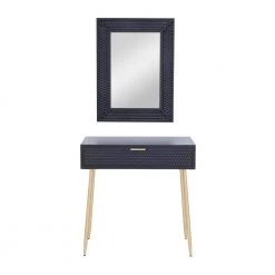31 In. Black Wood Contemporary Vanity with Mirror (Set of 2) by Litton Lane