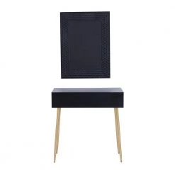 31 In. Black Wood Contemporary Vanity with Mirror (Set of 2) by Litton Lane -Outlet Litton Lane Store black litton lane console tables 040230 66 1000