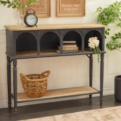 47 in. Black Rectangle Wood Farmhouse Console Table by Litton Lane 19 47 in. Black Rectangle Wood Farmhouse Console Table by Litton Lane -Outlet Litton Lane Store black litton lane console tables 041191 31 1000